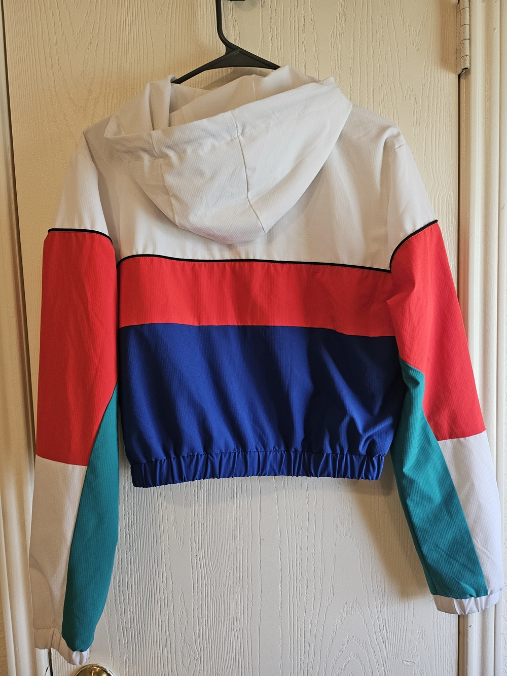 ellesse Colorblock Cropped Windbreaker Jacket - White/Red/Blue/Teal - Picture 7 of 7